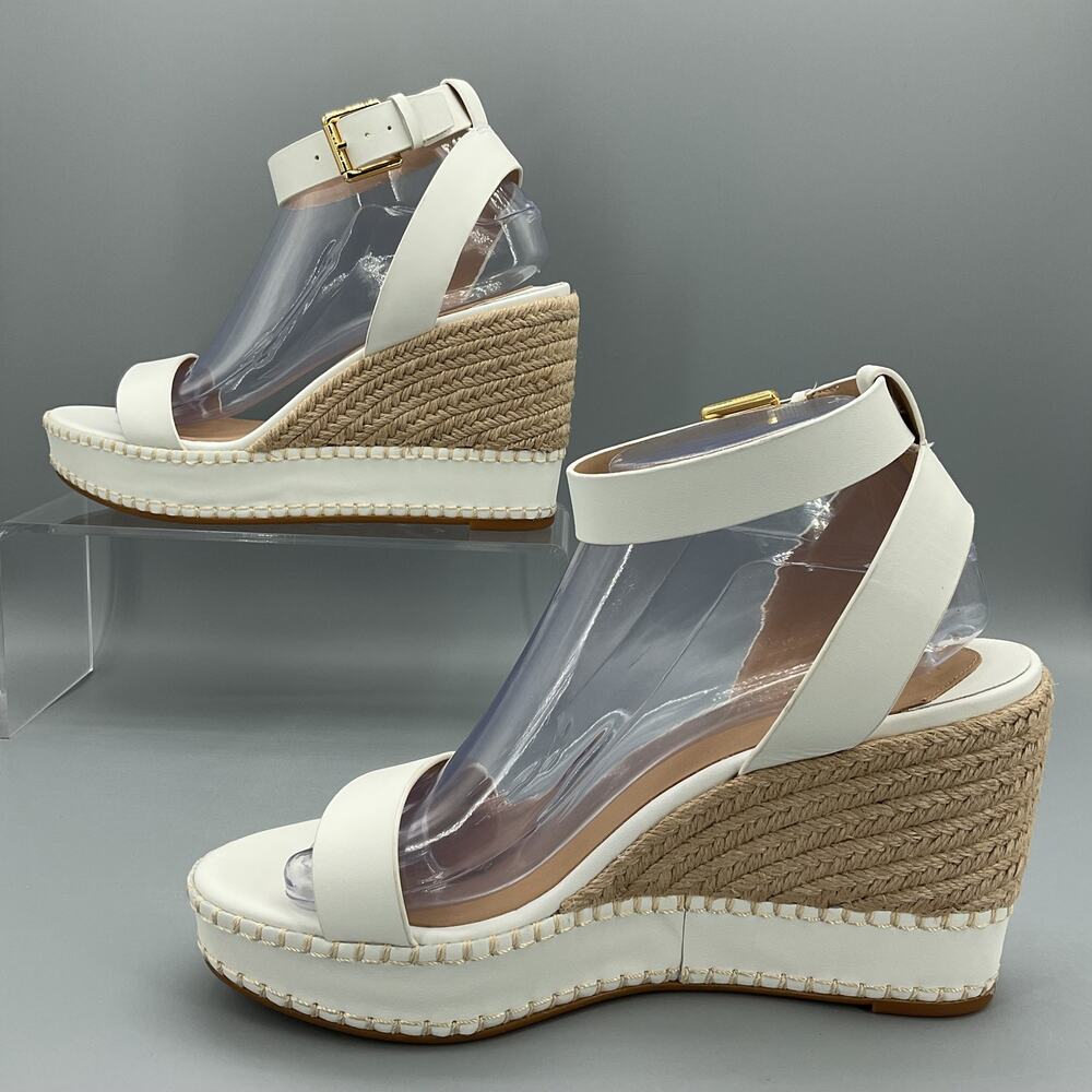 NEW Lauren Ralph Lauren Women Hilarie Leather Espadrille Sandal White Size 9.5B - Picture 2 of 10